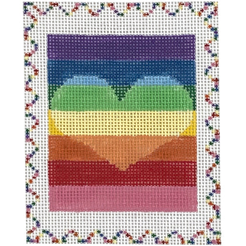 Rainbow Stamp Painted Canvas Wipstitch Needleworks 