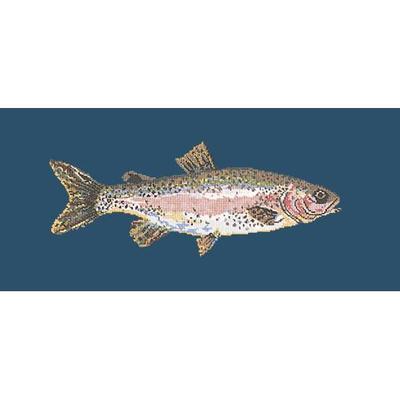 Rainbow Trout Needlepoint Kit Kits Elizabeth Bradley Design Dark Blue 
