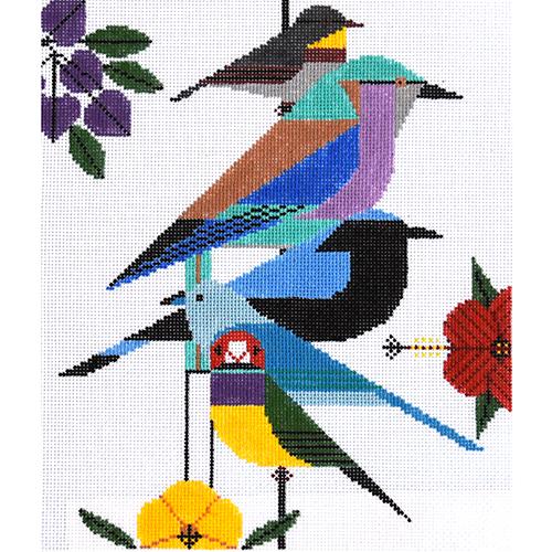Rainforest Birds on 18 Painted Canvas Charley Harper  - 1