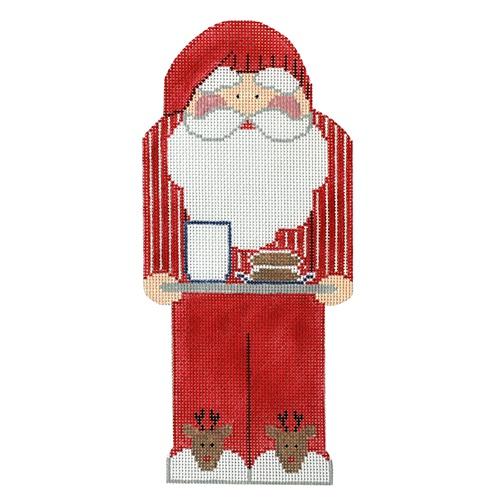 Ready for Bed Santa w/ Stitch Guide Painted Canvas Kathy Schenkel Designs 