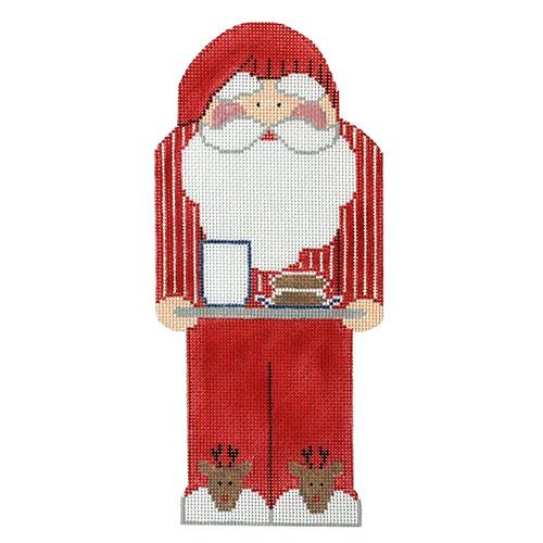 Ready for Bed Santa w/ Stitch Guide Painted Canvas Kathy Schenkel Designs  - 1