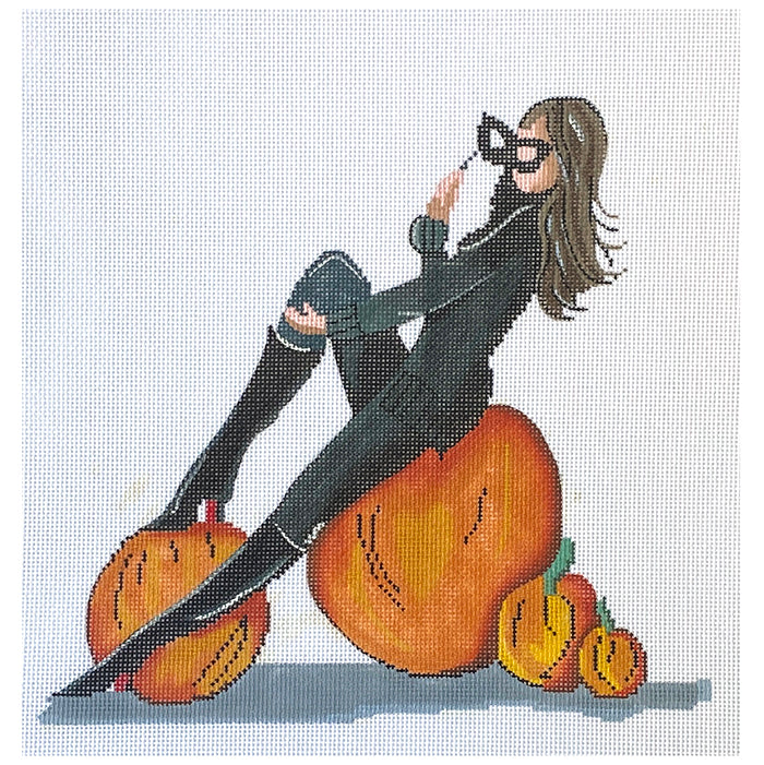 Reclining on Pumpkins Painted Canvas Patti Mann 