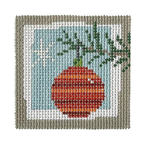 Red and Orange Striped Bauble Painted Canvas Pippin  - 1