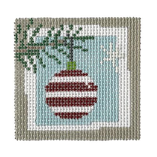 Red and White Striped Bauble Painted Canvas Pippin  - 1