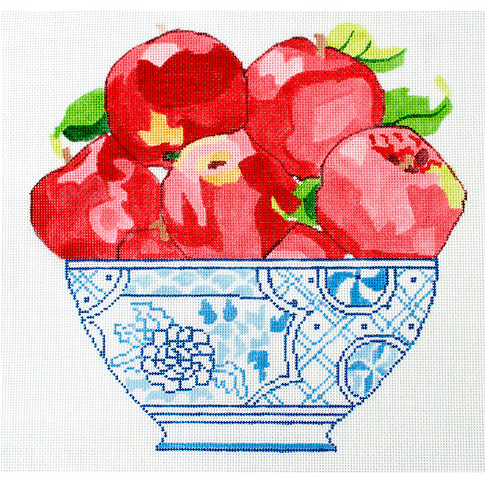 Red Apples in a Blue Bowl JS Painted Canvas Jean Smith 