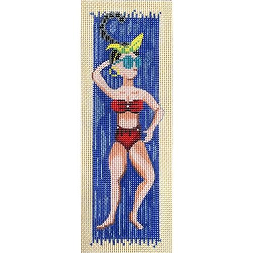 Red Bikini Sunbather Painted Canvas Patti Mann  - 1