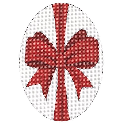 Red Bow Oval Painted Canvas Raymond Crawford Designs 