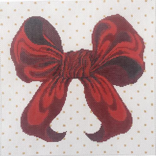 Red Bow Pillow Painted Canvas All About Stitching/The Collection Design 