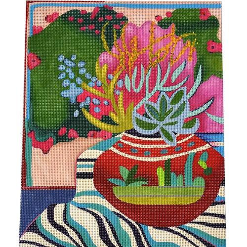 Red Bowl Bouquet Painted Canvas Melissa Shirley Designs  - 1
