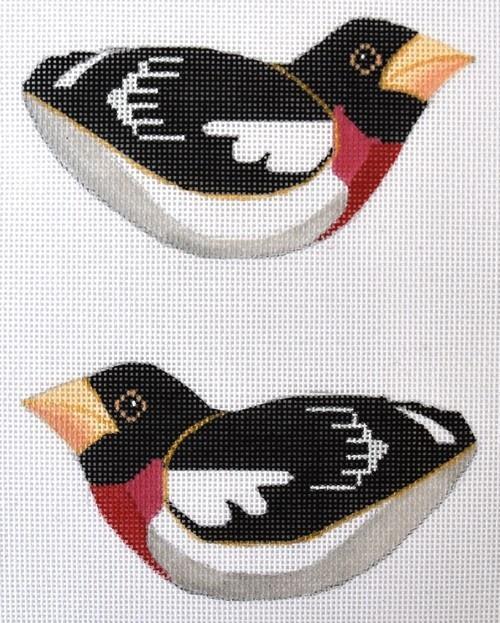Red Breasted Grosbeak Painted Canvas Labors of Love Needlepoint  - 1