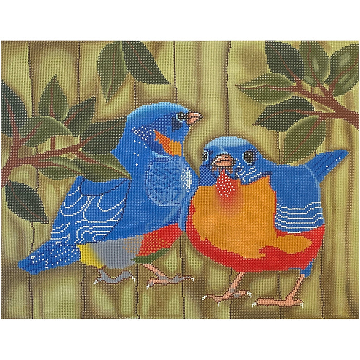 Red Breasted Pair of Birds Painted Canvas Patti Mann 