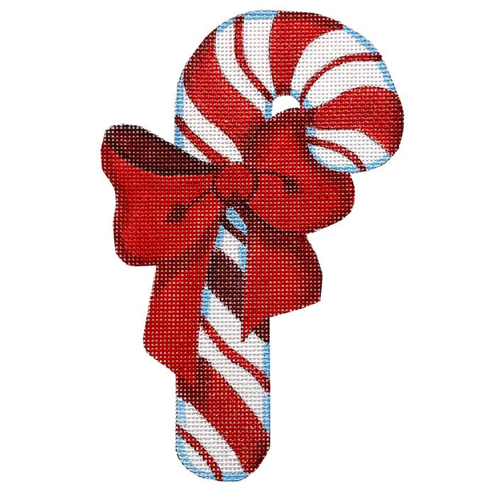 Red Candy Cane with Bow Painted Canvas Raymond Crawford Designs 