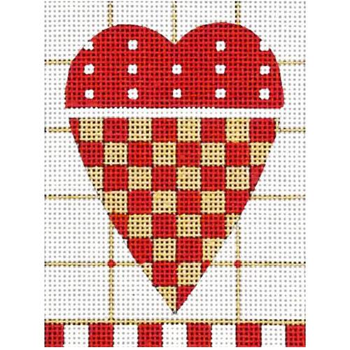 Red Checkerboard Heart Painted Canvas Melissa Shirley Designs  - 1