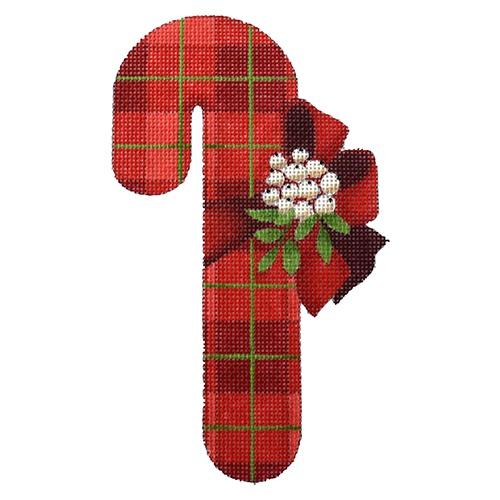 Red Checkered Candy Cane Painted Canvas Melissa Shirley Designs  - 1