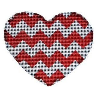 Red Chevron Heart Painted Canvas Associated Talents 