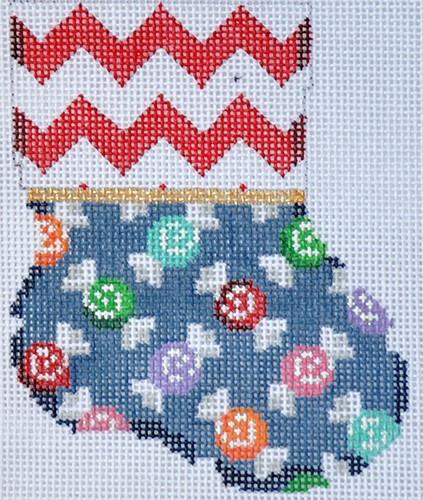 Red Chevron / Multi Candies Mini Sock Painted Canvas Associated Talents  - 1