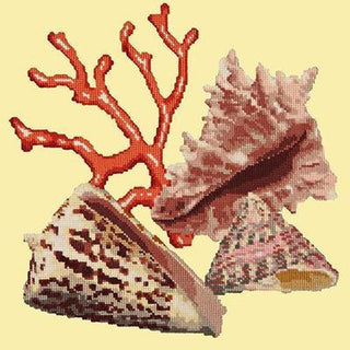 Red Coral Needlepoint Kit Kits Elizabeth Bradley Design Butter Yellow 
