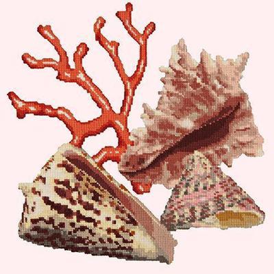 Red Coral Needlepoint Kit Kits Elizabeth Bradley Design Cream 