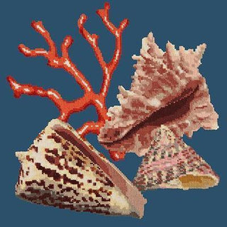 Red Coral Needlepoint Kit Kits Elizabeth Bradley Design Dark Blue 
