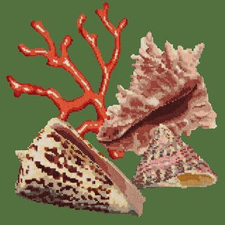 Red Coral Needlepoint Kit Kits Elizabeth Bradley Design Dark Green 
