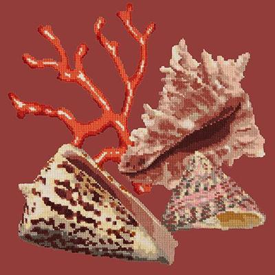 Red Coral Needlepoint Kit Kits Elizabeth Bradley Design Dark Red 
