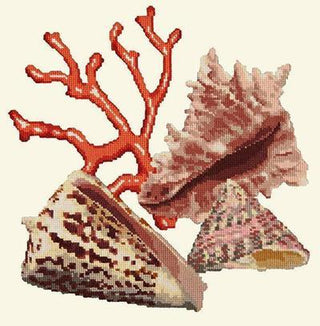 Red Coral Needlepoint Kit Kits Elizabeth Bradley Design Winter White 
