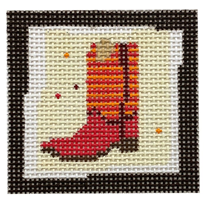 Red Cowboy Boot Small Square Painted Canvas Pippin  - 1