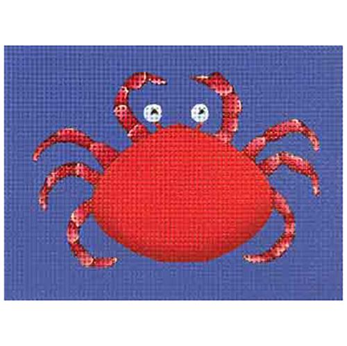 Red Crab Blue Background Painted Canvas Melissa Shirley Designs  - 1