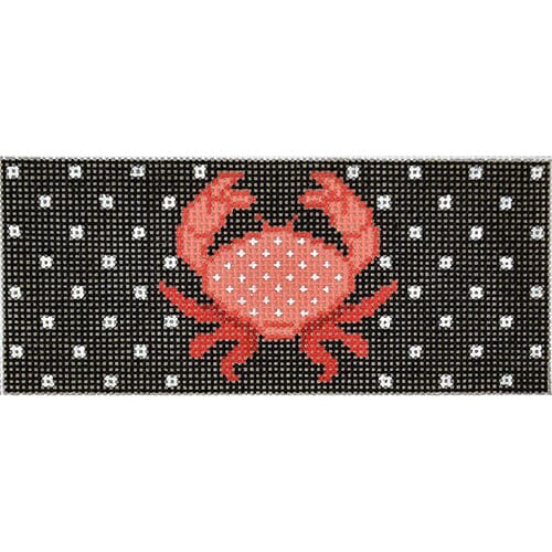 Red Crab on Black Insert Painted Canvas Two Sisters Needlepoint 