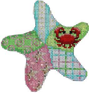 Red Crab Patch Starfish Ornament Painted Canvas Associated Talents 
