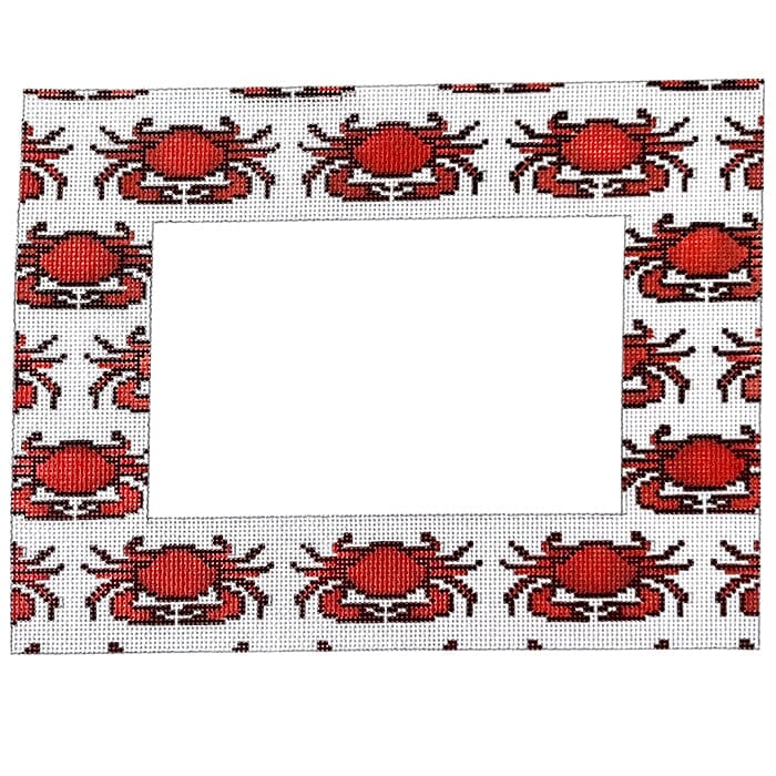 Red Crab Picture Frame Painted Canvas Susan Battle Needlepoint  - 1