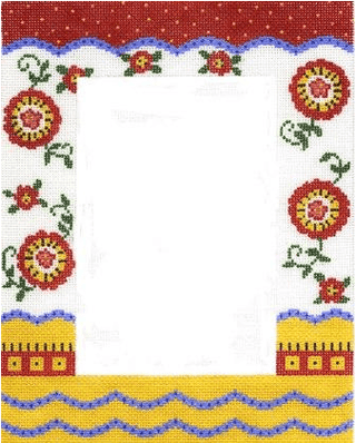 Red Dot / Flower Frame Painted Canvas Cooper Oaks Design 

