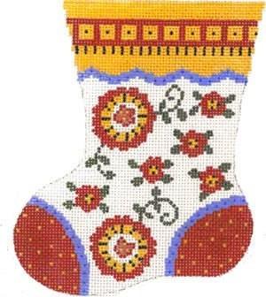 Red / Dot / Flower Sock Painted Canvas Cooper Oaks Design  - 1