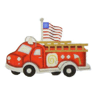 Red Fire Engine with Stitch Guide Painted Canvas Burnett & Bradley 

