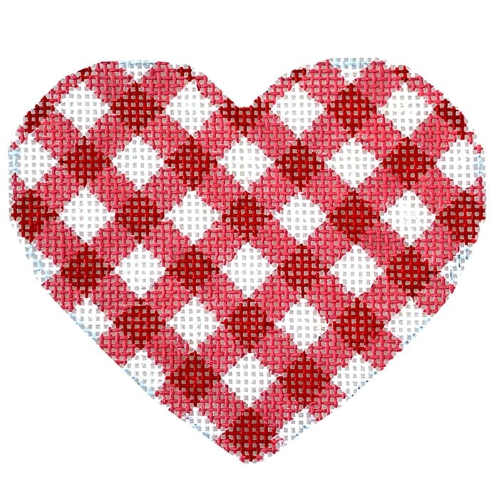 Red Gingham Heart Painted Canvas Whimsy & Grace 