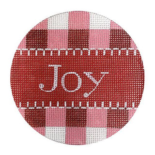 Red Gingham Joy Round Painted Canvas Alice Peterson Company 
