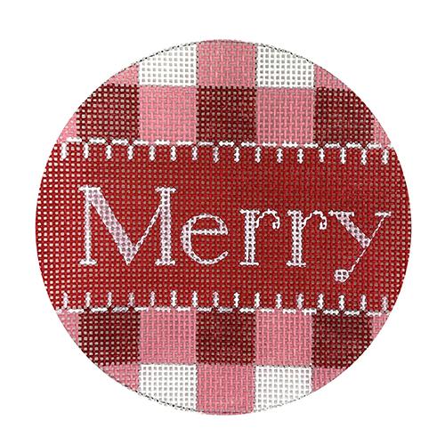 Red Gingham Merry Round Painted Canvas Alice Peterson Company  - 1