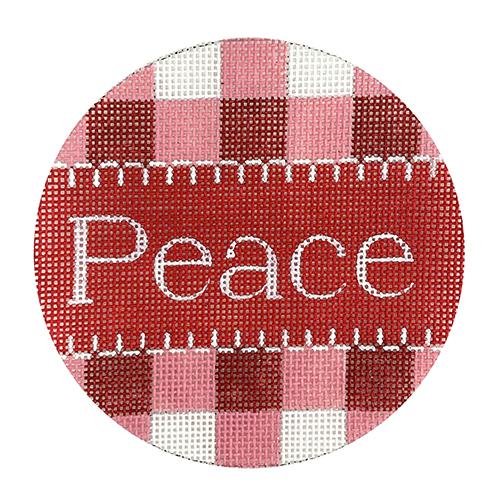 Red Gingham Peace Round Painted Canvas Alice Peterson Company 