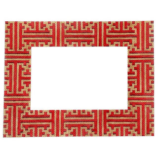 Red & Gold Fretwork Frame Painted Canvas Associated Talents 
