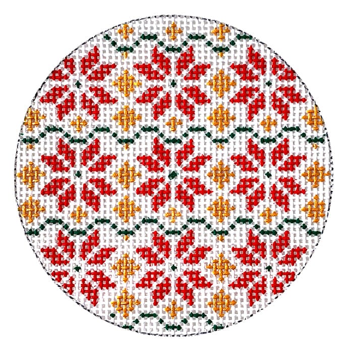 Red Gold Green Ball Painted Canvas CBK Needlepoint Collections 