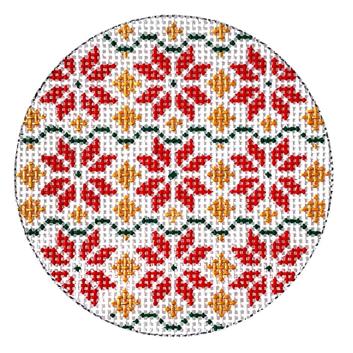 Red Gold Green Ball Painted Canvas CBK Needlepoint Collections  - 1