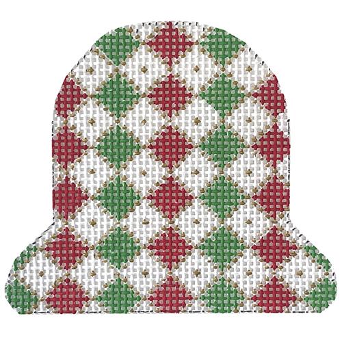 Red & Green Diamonds Bell Painted Canvas Danji Designs  - 1