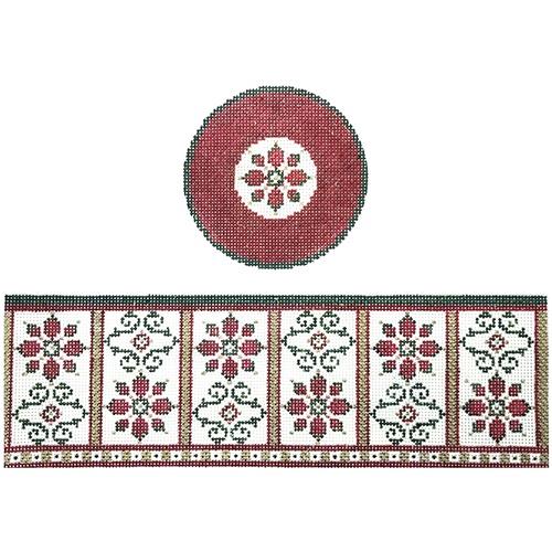 Red & Green Floral Hinged Box with Hardware Painted Canvas Funda Scully  - 1