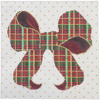 Red & Green Plaid Bow Pillow Painted Canvas All About Stitching/The Collection Design 
