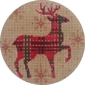 Red & Green Plaid Reindeer Painted Canvas Alice Peterson 