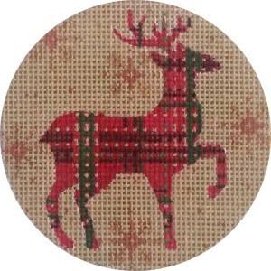 Red & Green Plaid Reindeer Painted Canvas Alice Peterson 
