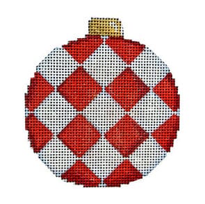 Red Harlequin Ball Ornament Painted Canvas Associated Talents 