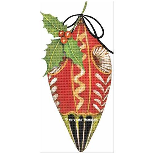 Red Holly Drop Ornament Painted Canvas Melissa Shirley Designs 
