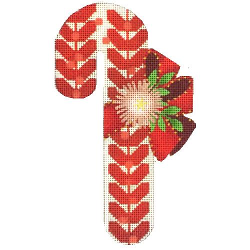 Red Leaf Candy Cane Painted Canvas Melissa Shirley Designs  - 1