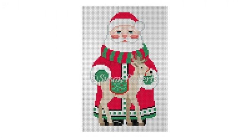 Red Long Coat with Reindeer Painted Canvas Susan Roberts Needlepoint Designs Inc.  - 1